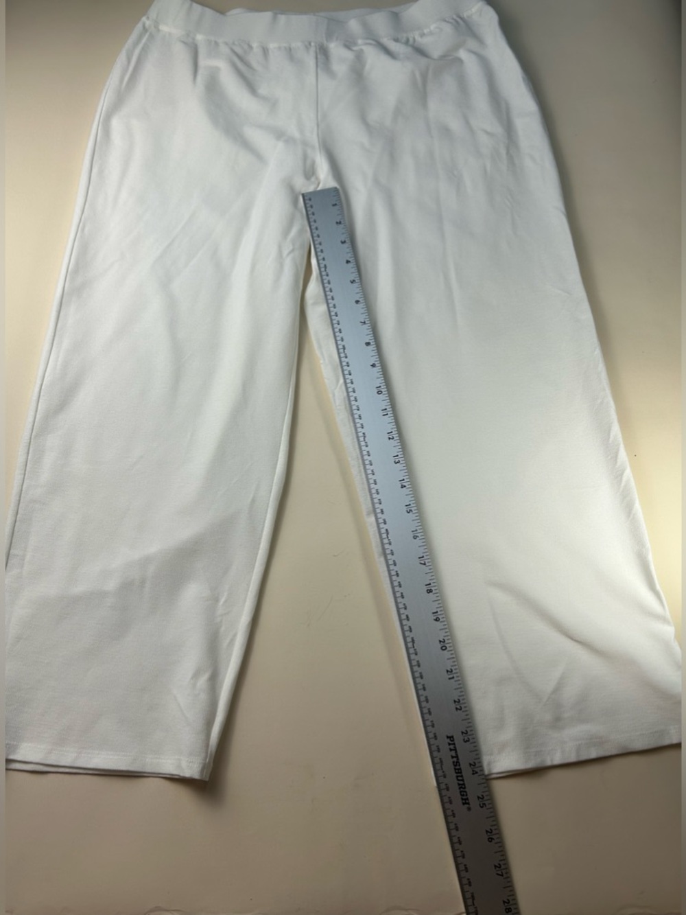 Eileen Fisher White Cropped Wide-Leg Pants 70% viscose size L - Picture 4 of 10